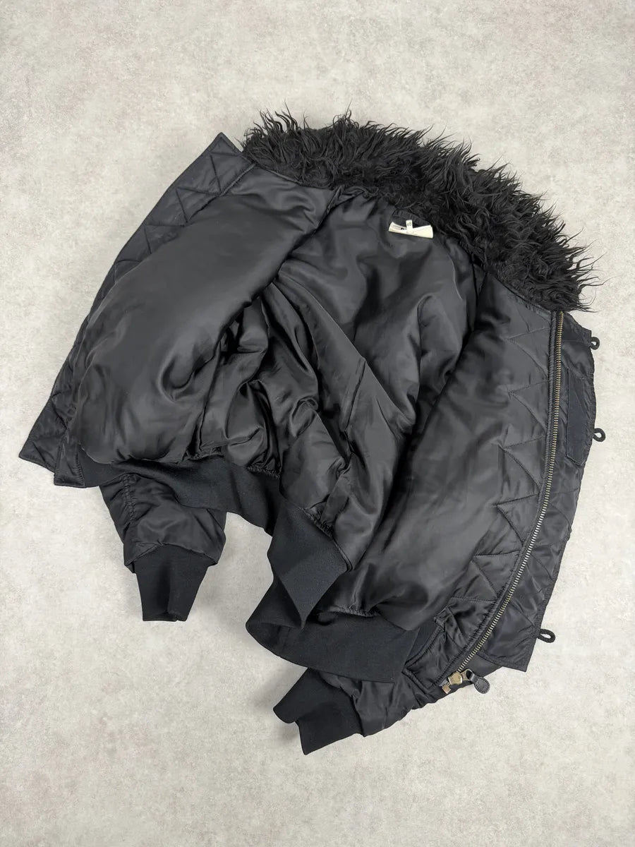 AW2022 Maison Margiela Black Faux Fur Aviator Bomber Jacket uQrEwjO 6