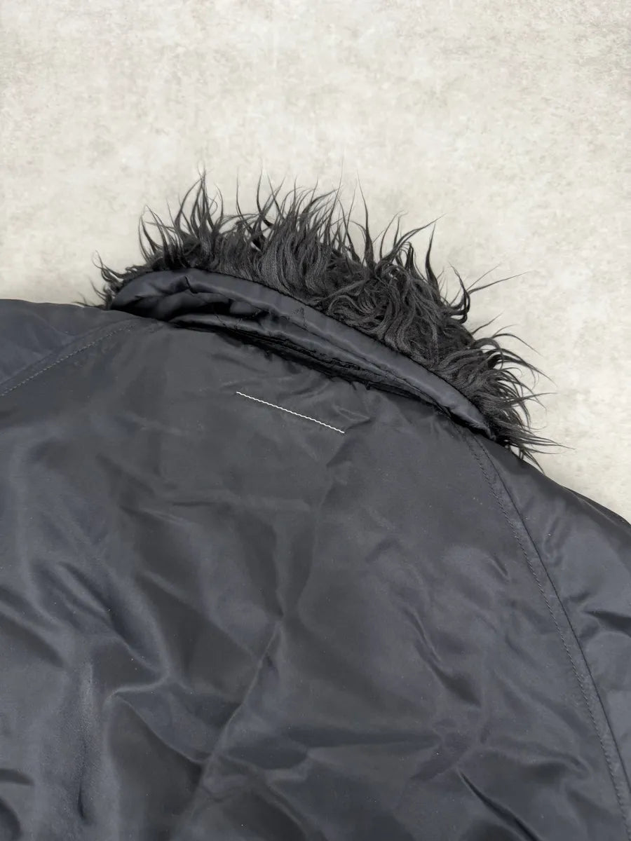 AW2022 Maison Margiela Black Faux Fur Aviator Bomber Jacket uQrEwjO 9