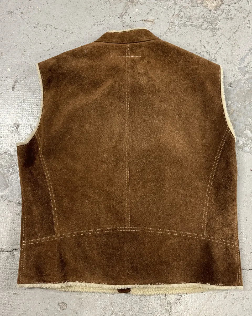 AW2022 Maison Margiela Brown 5 Zips Calf Leather Vest (S) 1