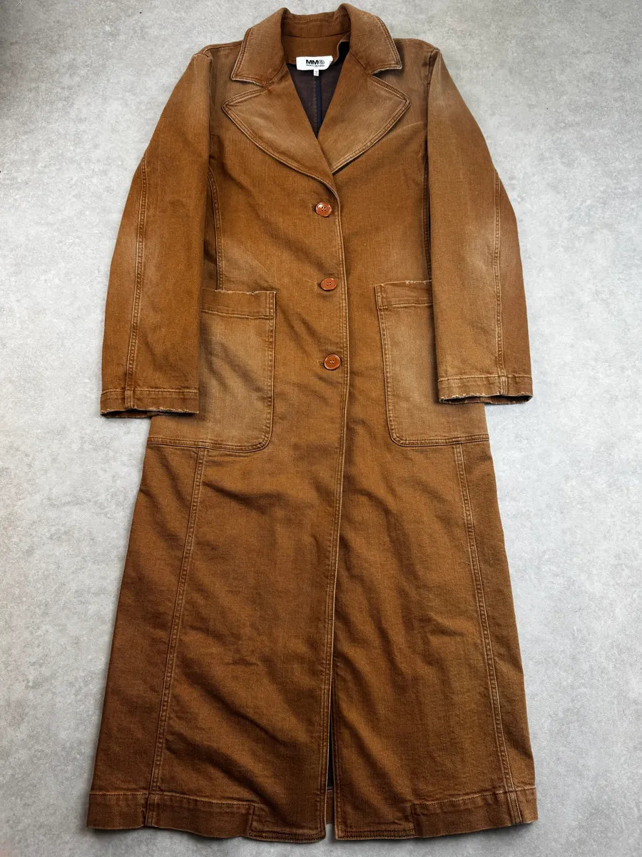 AW2022 Maison Margiela Brown Rust Denim Long Coat XmnmxnM 0