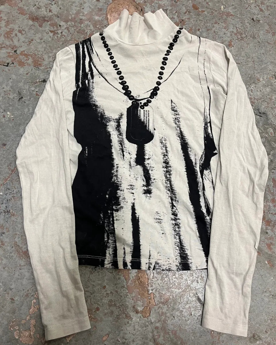 AW2022 Maison Margiela White Trompe LOeil Turtleneck Longsleeve YICuISe 0