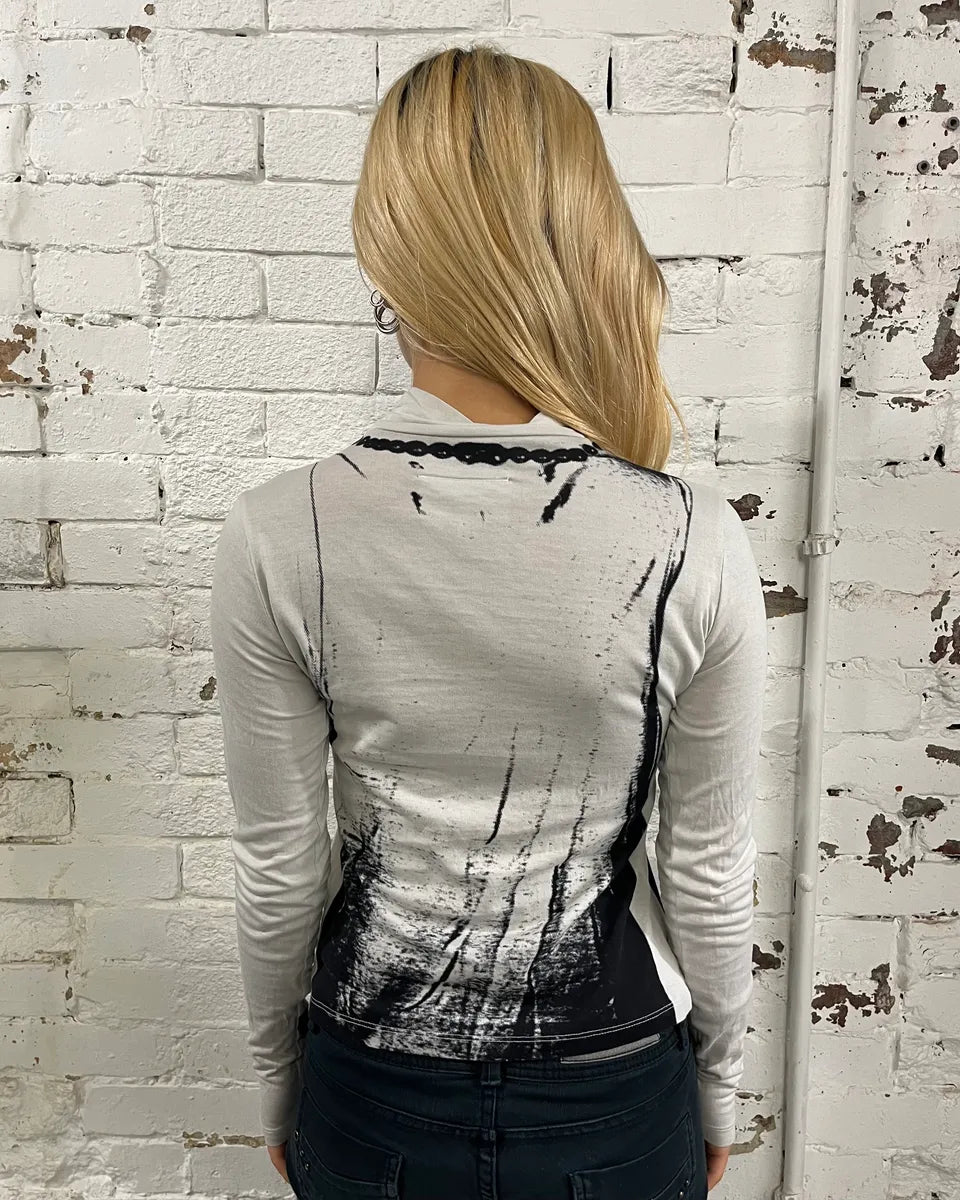 AW2022 Maison Margiela White Trompe LOeil Turtleneck Longsleeve YICuISe 2