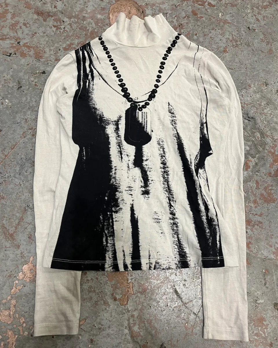 AW2022 Maison Margiela White Trompe LOeil Turtleneck Longsleeve YICuISe 3
