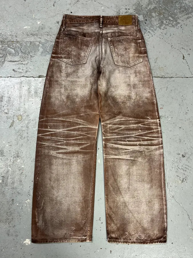 AW2023 Acne Studios Sample Overprint Brown Baggy Pants ZHnPkFx 1