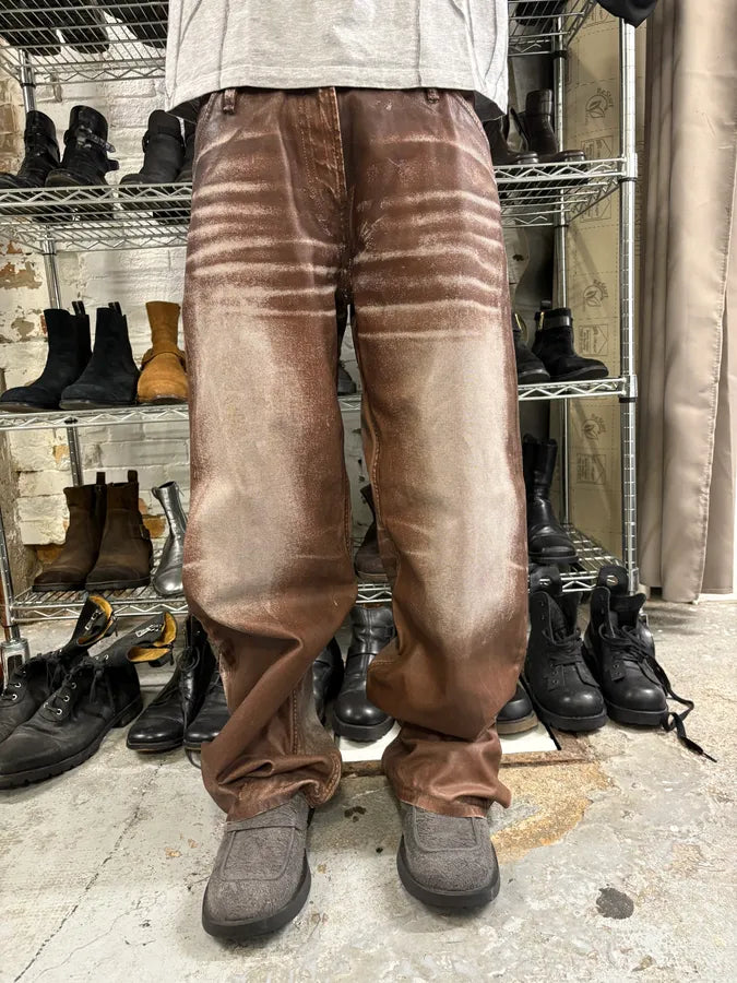 AW2023 Acne Studios Sample Overprint Brown Baggy Pants ZHnPkFx 2