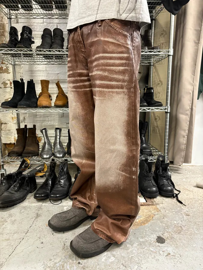 AW2023 Acne Studios Sample Overprint Brown Baggy Pants ZHnPkFx 3