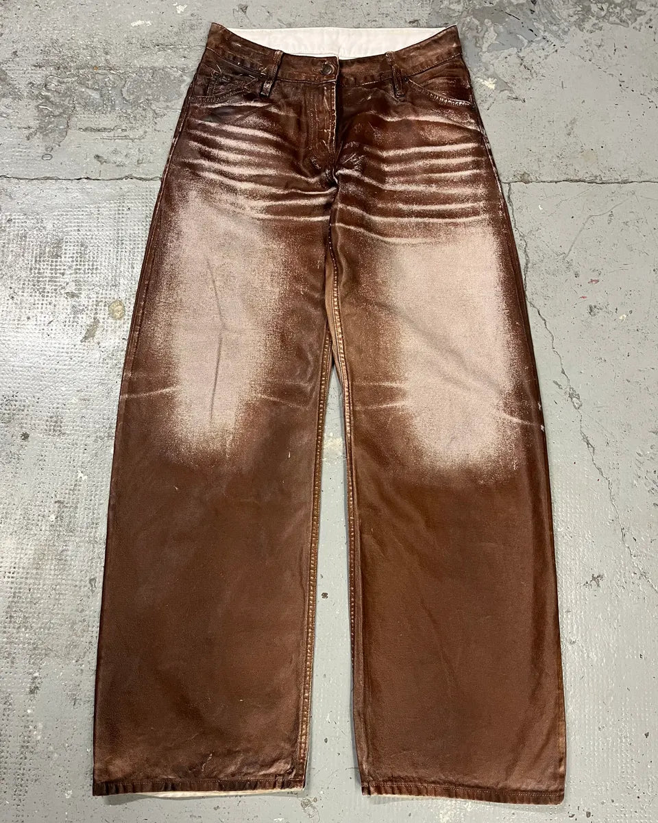 AW2023 Acne Studios Sample Overprint Brown Baggy Pants ZHnPkFx 4