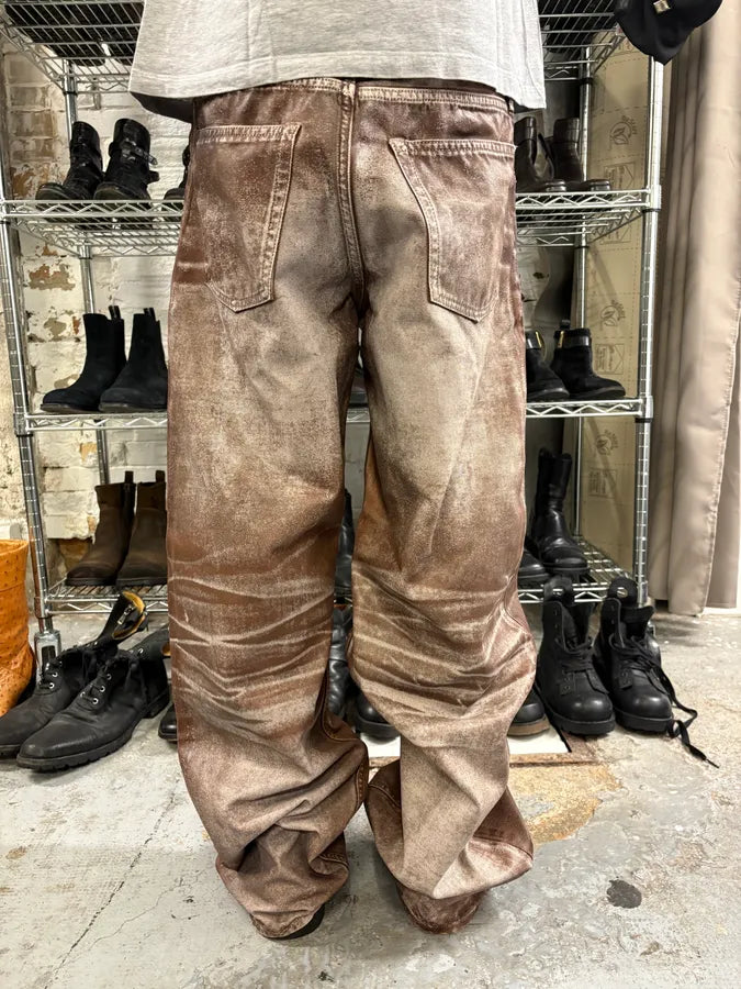 AW2023 Acne Studios Sample Overprint Brown Baggy Pants ZHnPkFx 5