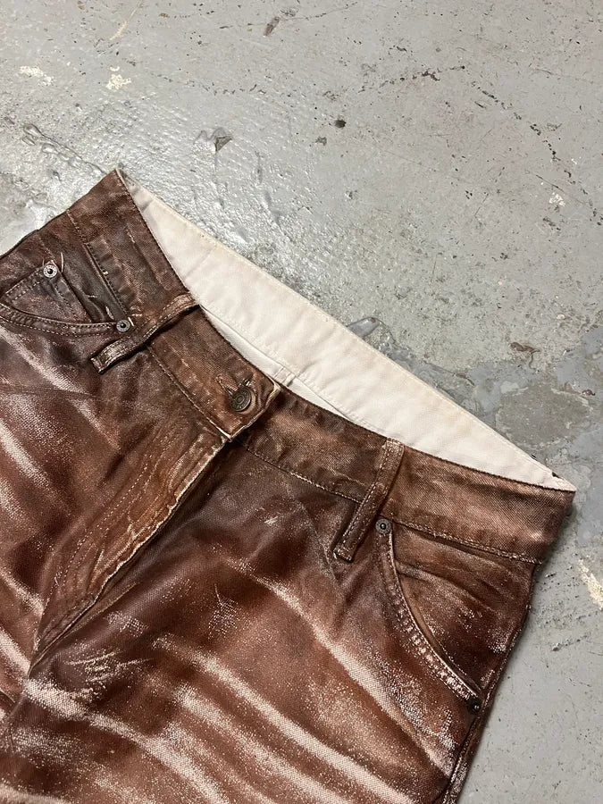 AW2023 Acne Studios Sample Overprint Brown Baggy Pants ZHnPkFx 7