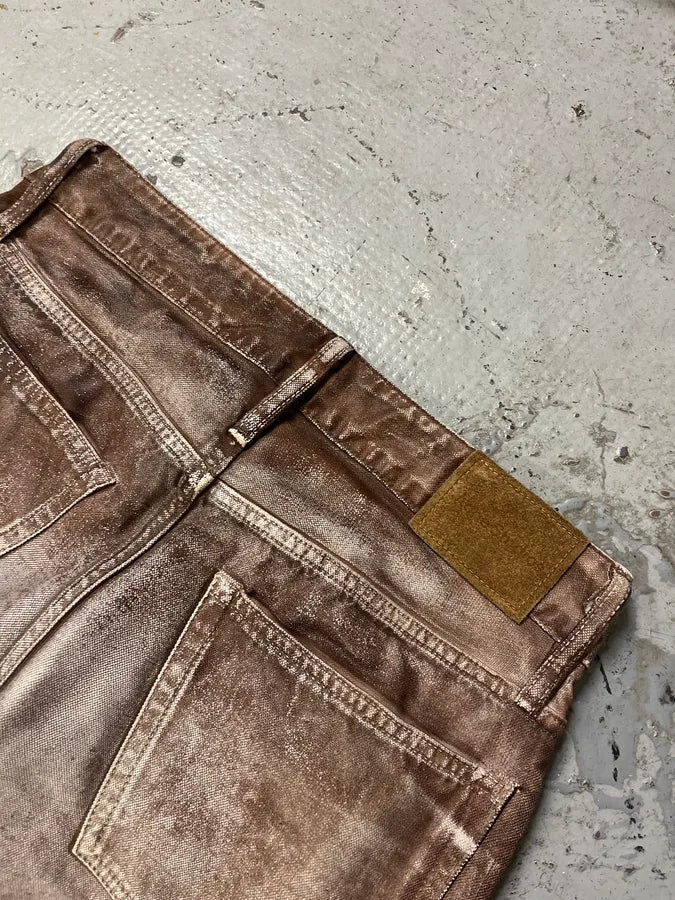 AW2023 Acne Studios Sample Overprint Brown Baggy Pants ZHnPkFx 9