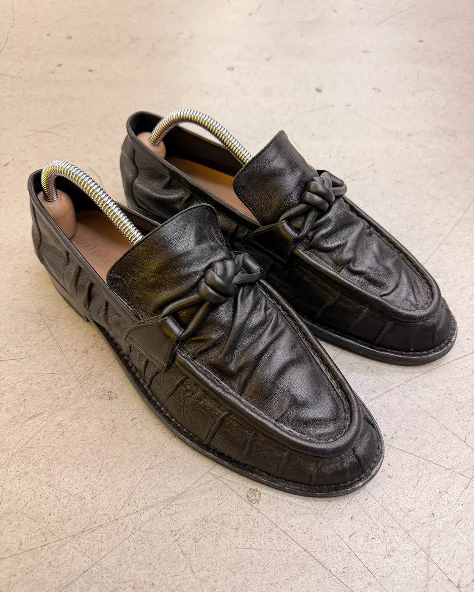 AW2023 Bottega Veneta Black Astaire Leather Loafers by Matthieu Blazy wEUObYG 1