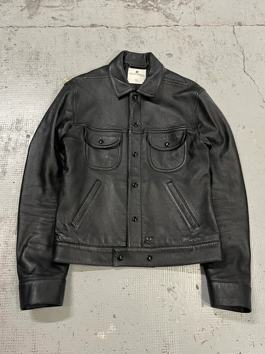 AW2023 Courrèges Worker Black Minimalist Leather Black OacreWy 3