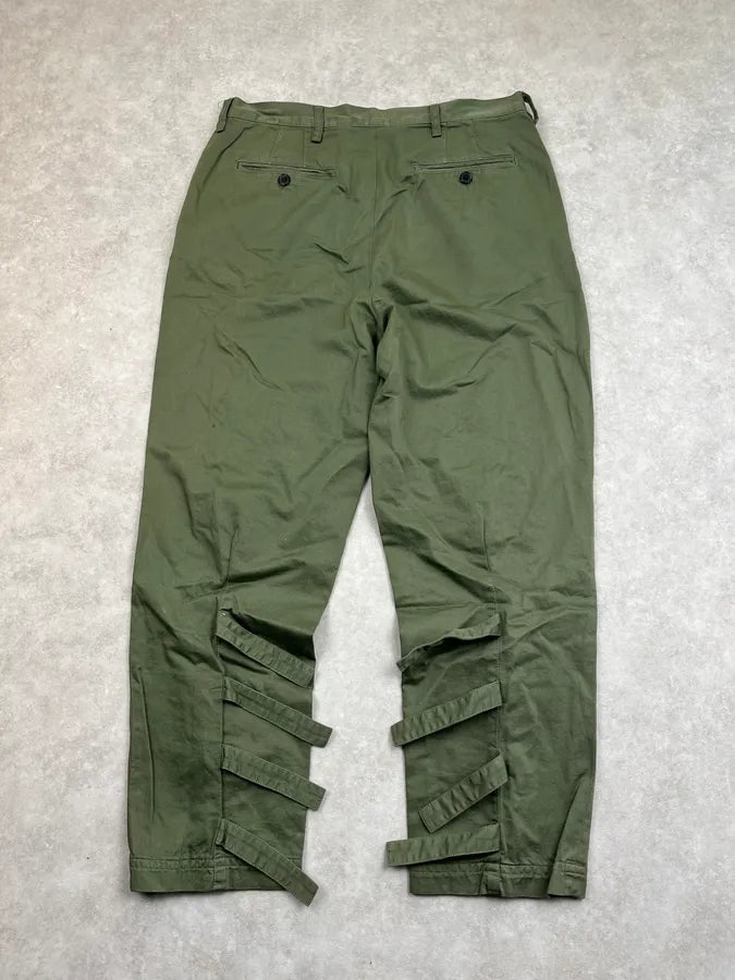 AW2023 Dries Van Noten Olive Green Bondage Pants bDpYgMU 7
