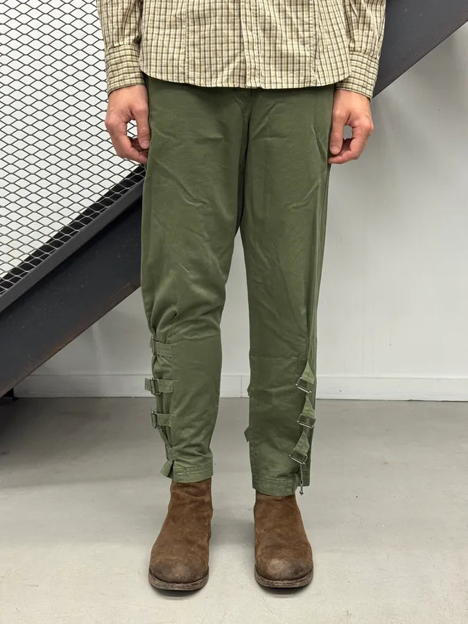 AW2023 Dries Van Noten Olive Green Bondage Pants bDpYgMU 1