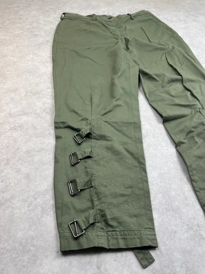AW2023 Dries Van Noten Olive Green Bondage Pants bDpYgMU 5