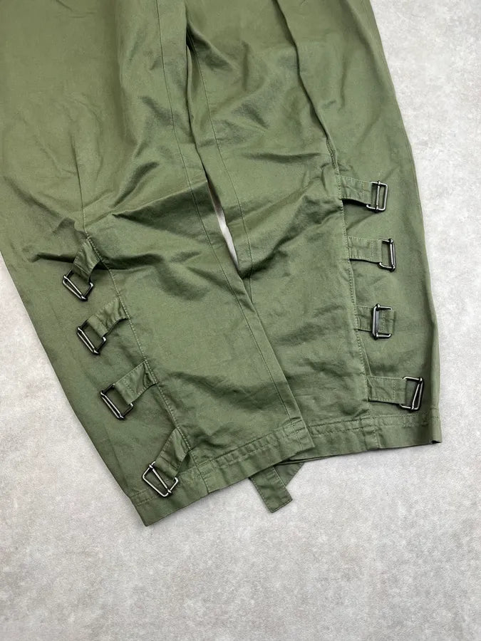 AW2023 Dries Van Noten Olive Green Bondage Pants bDpYgMU 9
