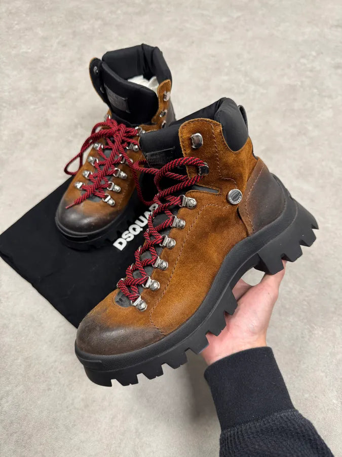 AW2023 Dsquared2 Brown & Black Canadian Leather Boots AUVNmOG 0