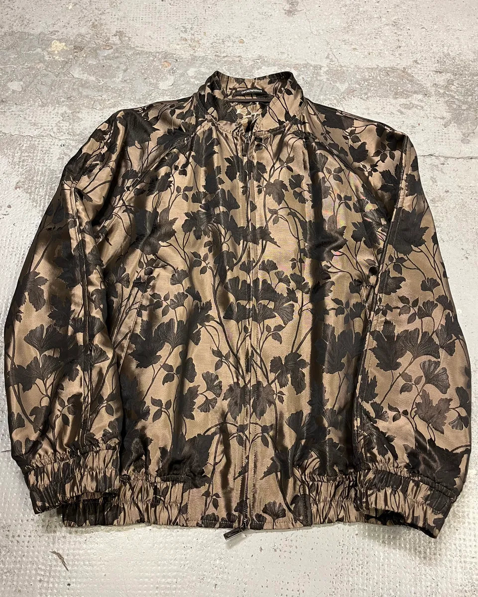 AW2023 Emporio Armani Floral Print Black & Beige Bomber Jacket LtnlfIF 0