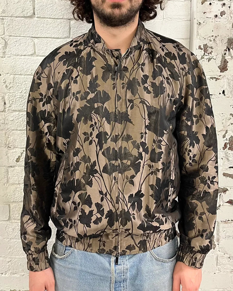 AW2023 Emporio Armani Floral Print Black & Beige Bomber Jacket LtnlfIF 1