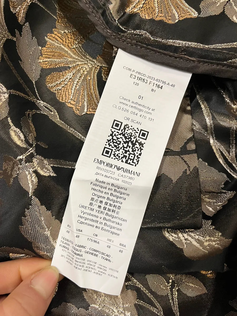 AW2023 Emporio Armani Floral Print Black & Beige Bomber Jacket LtnlfIF 9