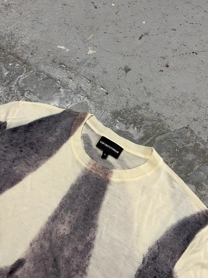 AW2023 Emporio Armani Ink Leaves White & Grey Sweater qvpMmWW 5