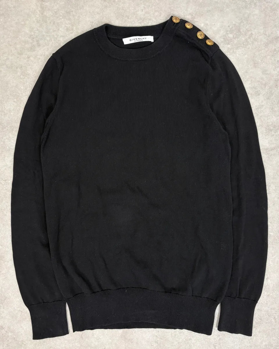 AW2023 Givenchy Black Guilded Buttons Sweater ytCkaEB 0