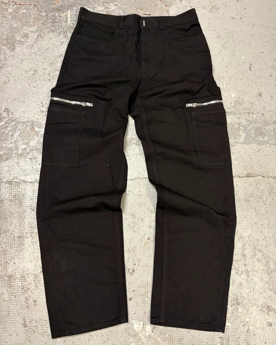 AW2023 Givenchy Black Multi Zips Cargo Pants FByibjo 0