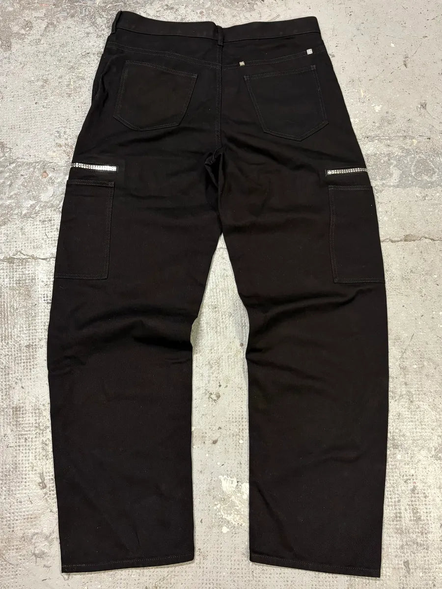 AW2023 Givenchy Black Multi Zips Cargo Pants FByibjo 6