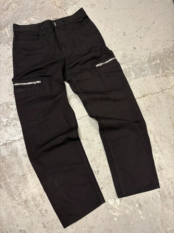 AW2023 Givenchy Black Multi Zips Cargo Pants ikZblky 4