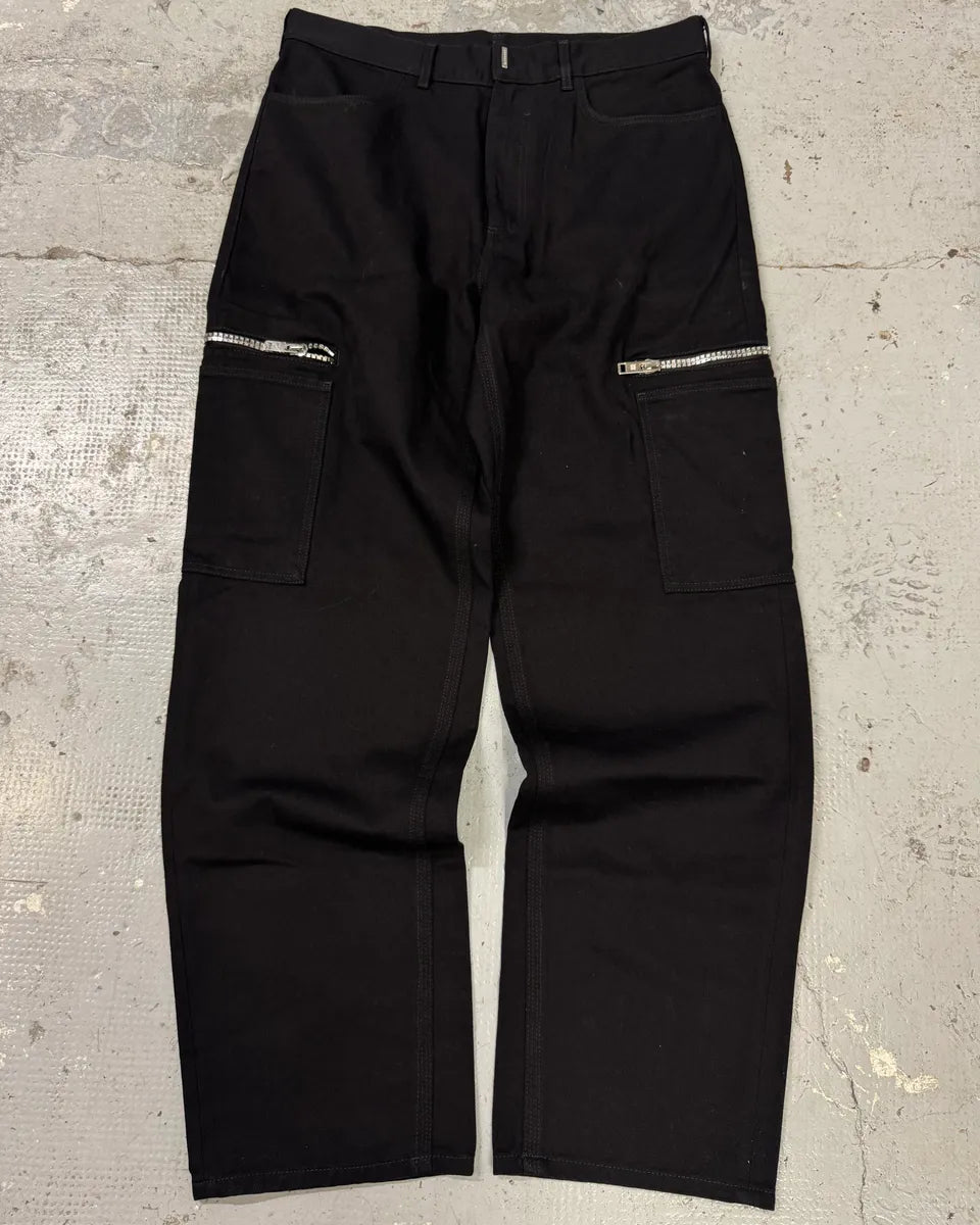 AW2023 Givenchy Black Multi Zips Cargo Pants TgWPxdw 0
