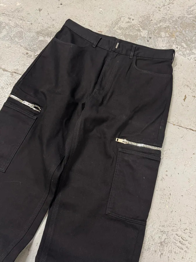 AW2023 Givenchy Black Multi Zips Cargo Pants TgWPxdw 3