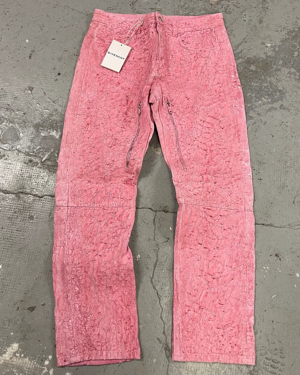 SS2021 Givenchy Pink Cracked Painted Leather Pants by Matthew Williams rmZvHEC 0