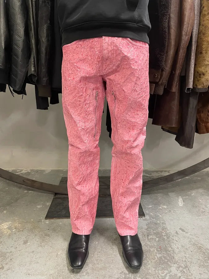 SS2021 Givenchy Pink Cracked Painted Leather Pants by Matthew Williams rmZvHEC 2