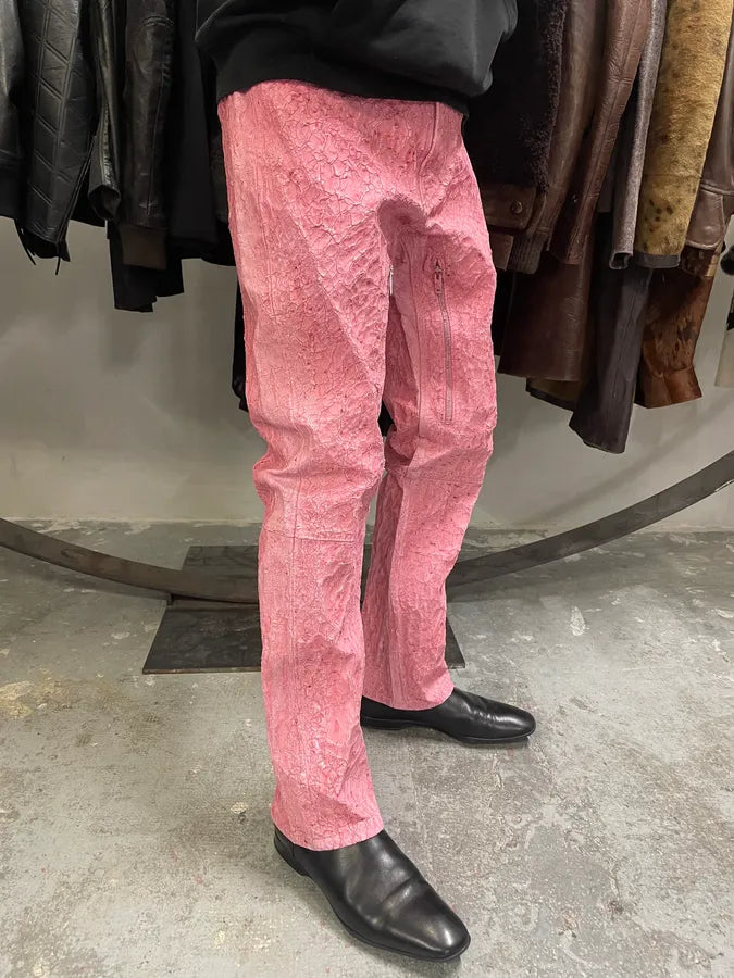 SS2021 Givenchy Pink Cracked Painted Leather Pants by Matthew Williams rmZvHEC 3