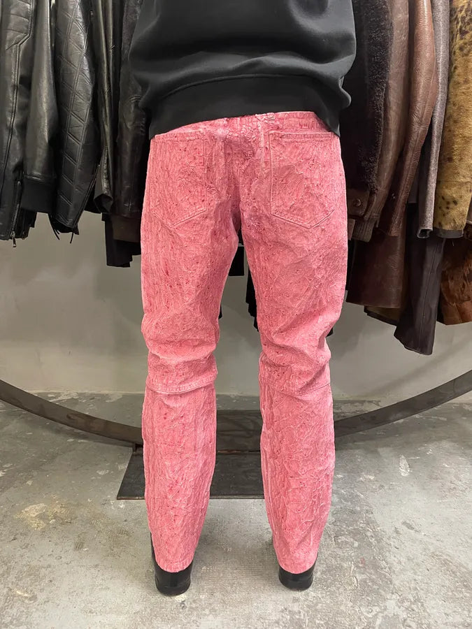 SS2021 Givenchy Pink Cracked Painted Leather Pants by Matthew Williams rmZvHEC 4