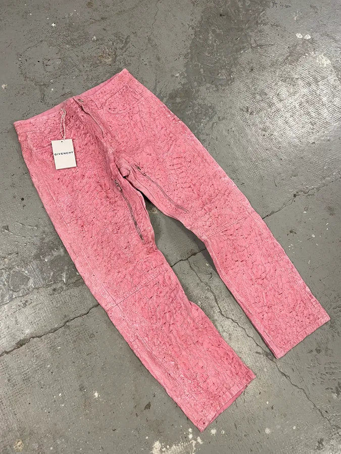 SS2021 Givenchy Pink Cracked Painted Leather Pants by Matthew Williams rmZvHEC 5