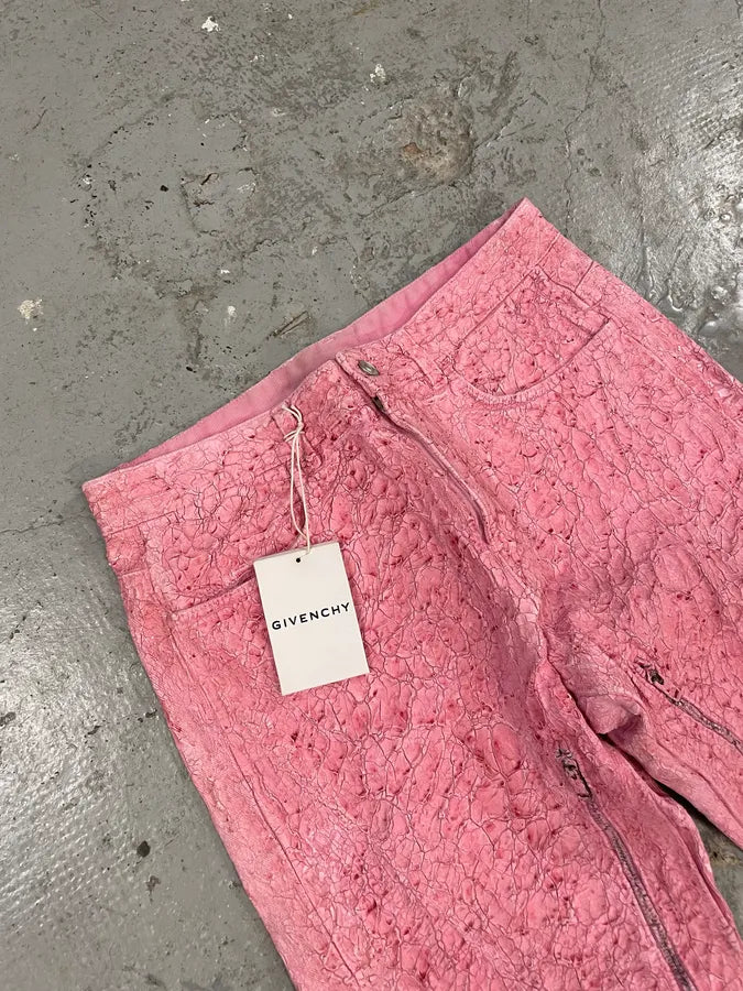 SS2021 Givenchy Pink Cracked Painted Leather Pants by Matthew Williams rmZvHEC 6
