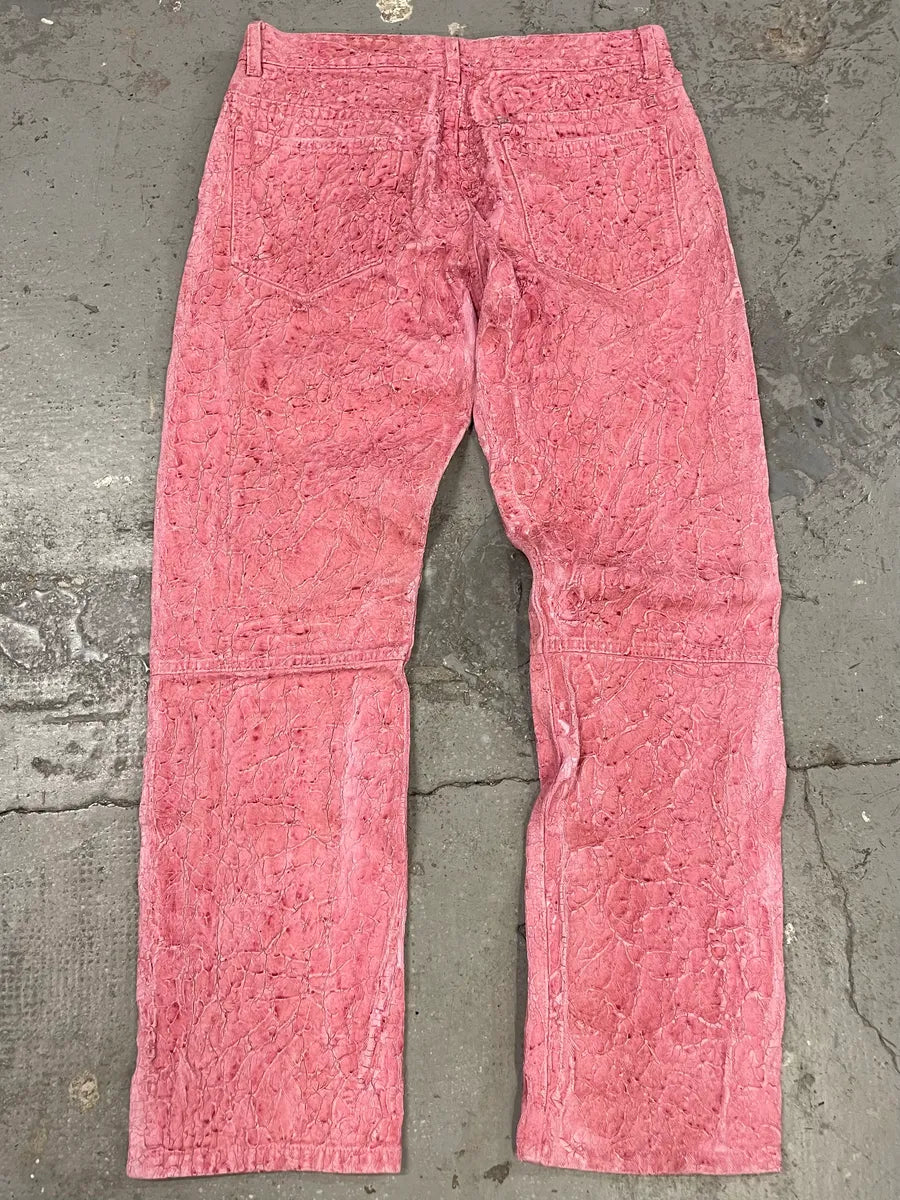 SS2021 Givenchy Pink Cracked Painted Leather Pants by Matthew Williams rmZvHEC 7
