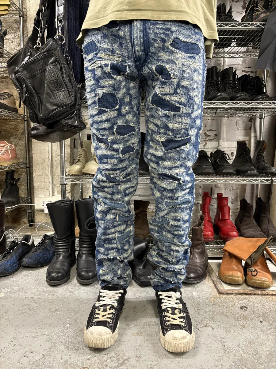 AW2023 Givenchy Slim Blue Distressed Boro Denim Jeans  (S) UFtGEeI 0