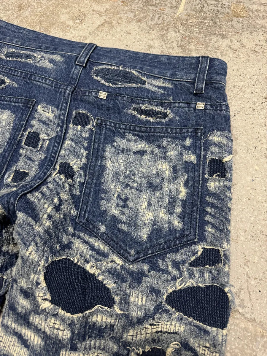 AW2023 Givenchy Slim Blue Distressed Boro Denim Jeans  (S) UFtGEeI 10