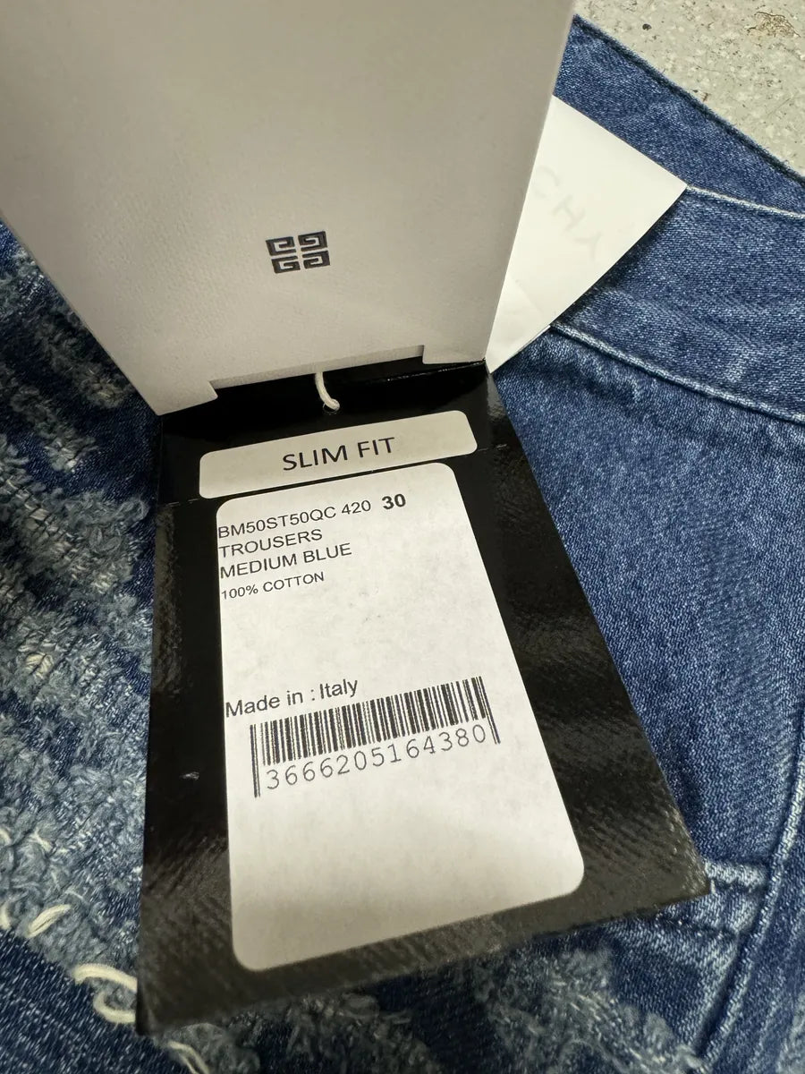 AW2023 Givenchy Slim Blue Distressed Boro Denim Jeans  UFtGEeI 13