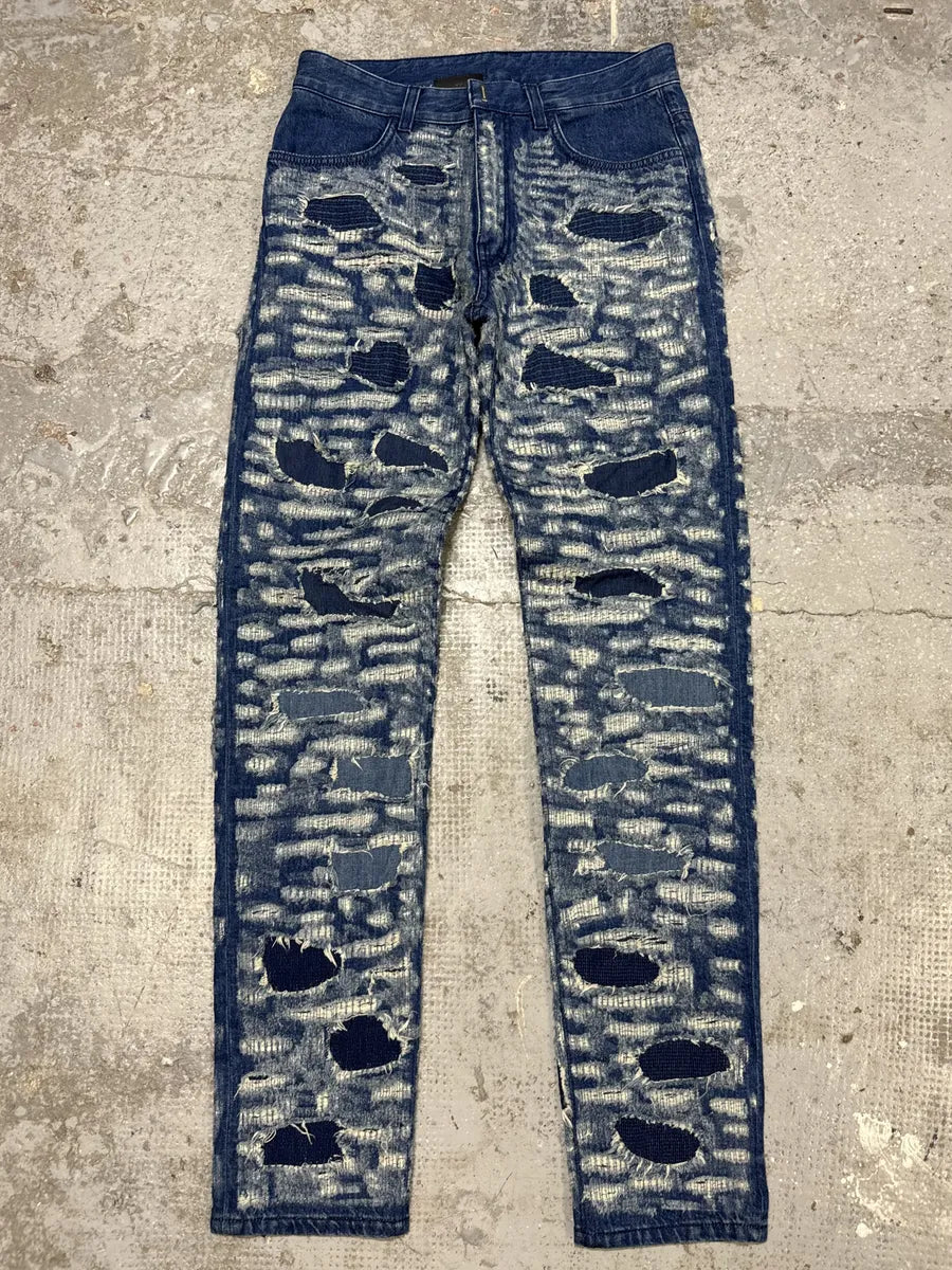 AW2023 Givenchy Slim Blue Distressed Boro Denim Jeans  UFtGEeI 3