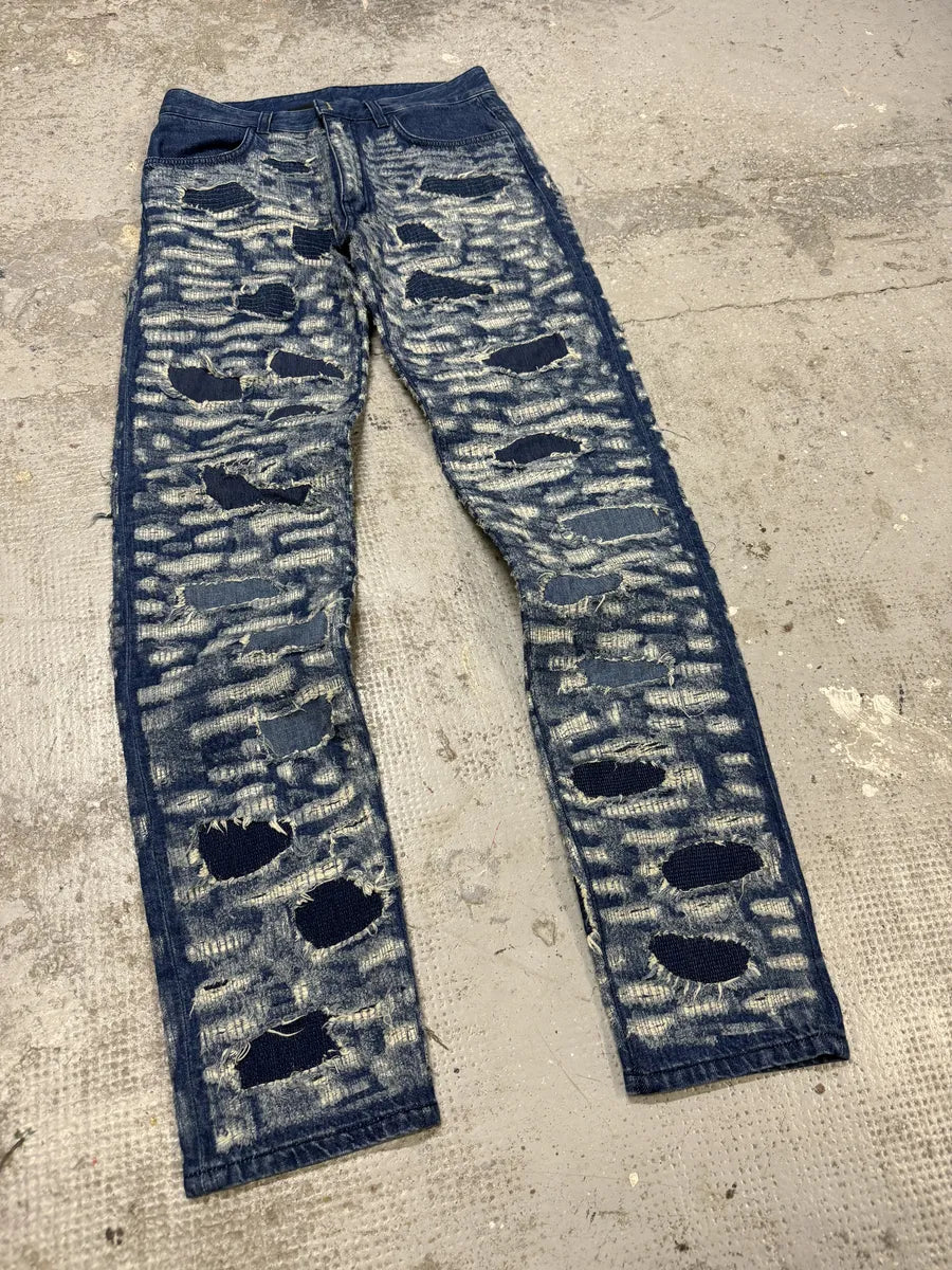 AW2023 Givenchy Slim Blue Distressed Boro Denim Jeans  UFtGEeI 4