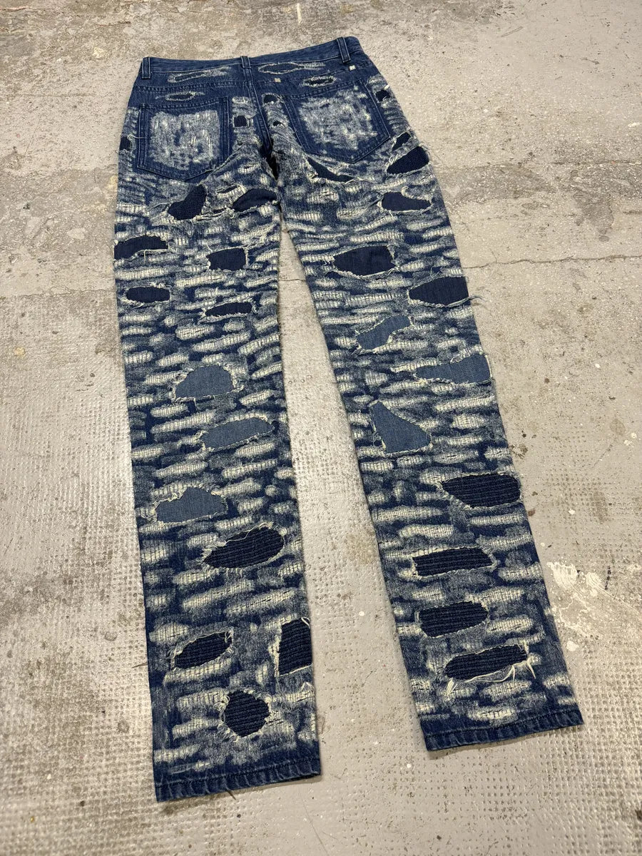 AW2023 Givenchy Slim Blue Distressed Boro Denim Jeans  (S) UFtGEeI 5