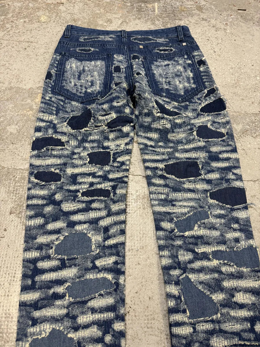 AW2023 Givenchy Slim Blue Distressed Boro Denim Jeans  UFtGEeI 6