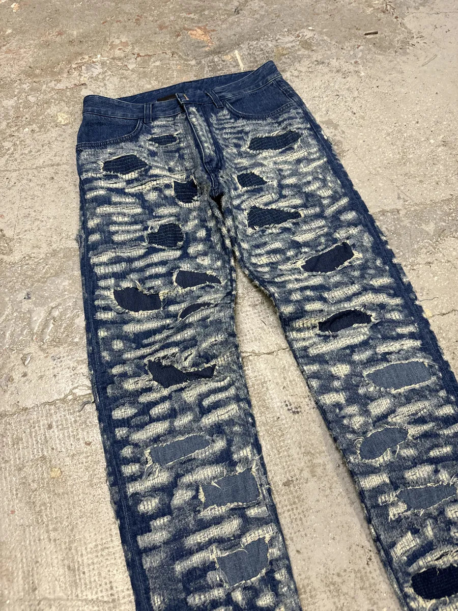 AW2023 Givenchy Slim Blue Distressed Boro Denim Jeans  UFtGEeI 7