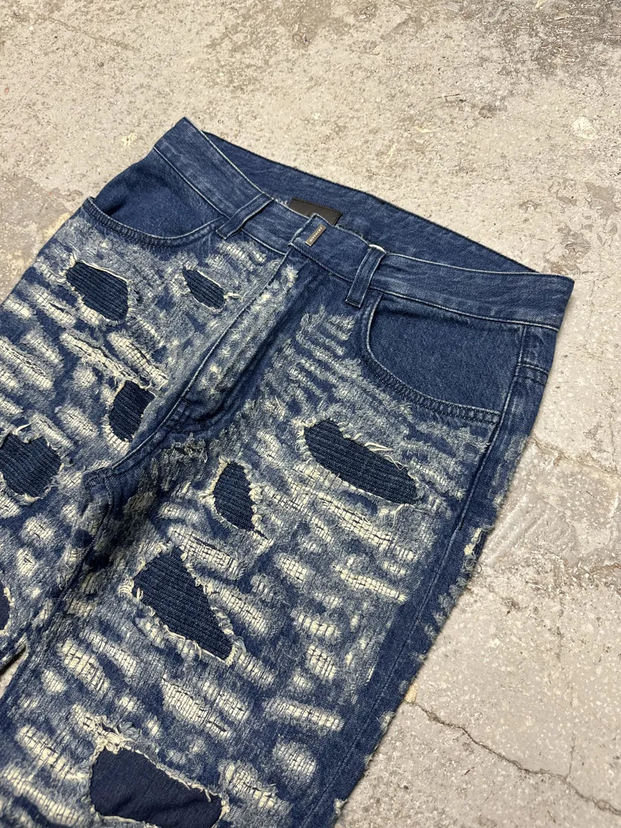 AW2023 Givenchy Slim Blue Distressed Boro Denim Jeans  (S) UFtGEeI 8