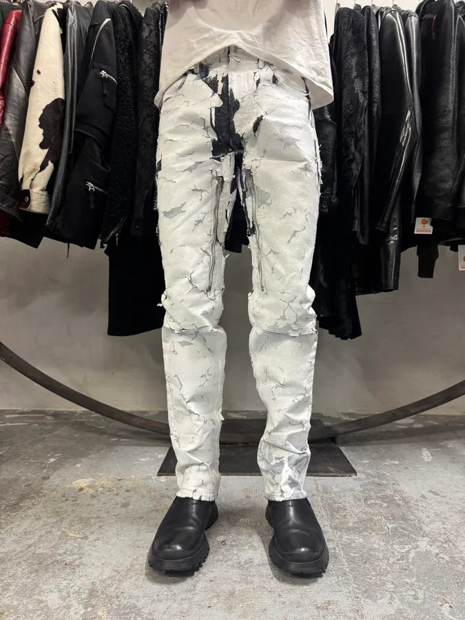 SS2021 Givenchy White Cracked Brut Denim Jeans by Matthew Williams DtLMtAa 2