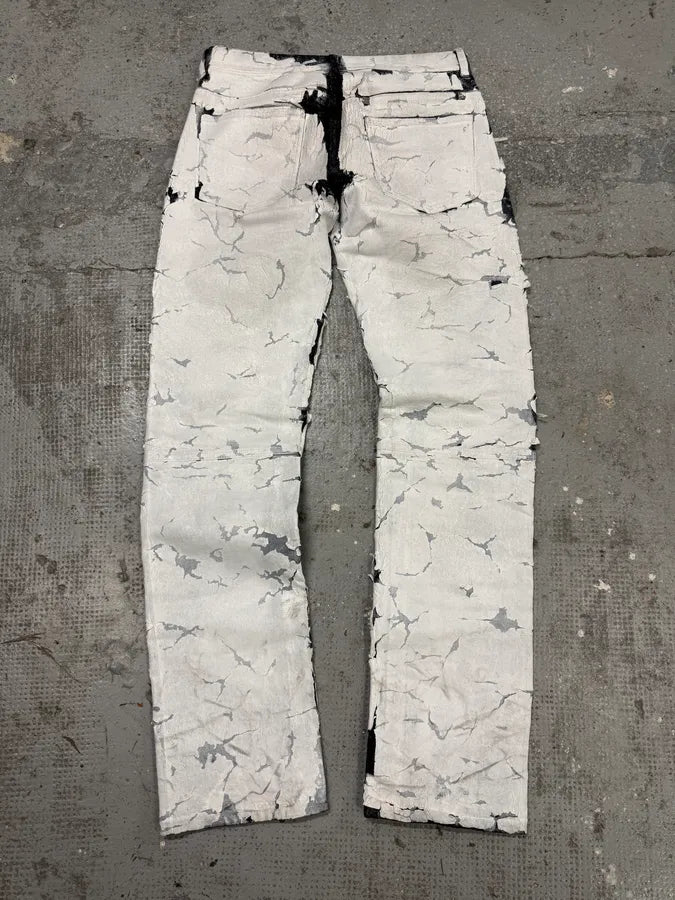SS2021 Givenchy White Cracked Brut Denim Jeans by Matthew Williams DtLMtAa 6