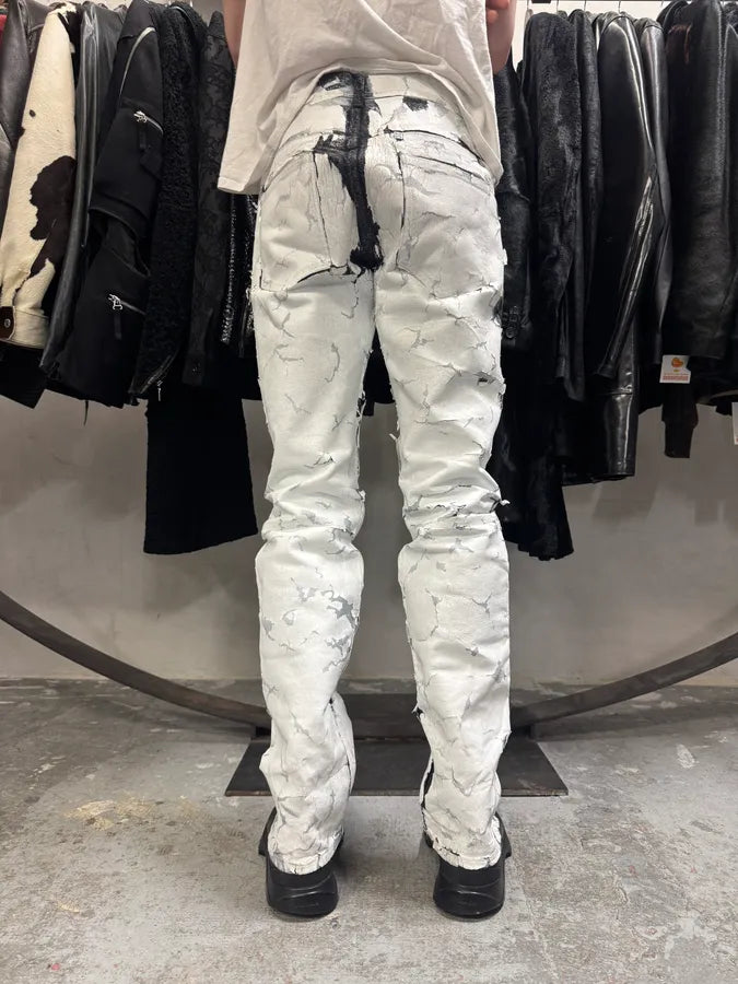 SS2021 Givenchy White Cracked Brut Denim Jeans by Matthew Williams DtLMtAa 4